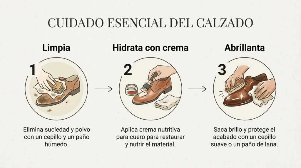 Infografía - Cómo limpiar zapatos y botas de piel paso a paso Infografía - Cómo limpiar zapatos y botas de piel paso a paso