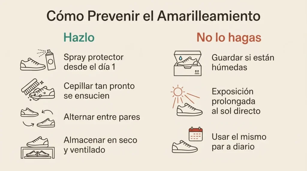 Infografía - Cómo evitar que las zapatillas blancas se pongan amarillas Infografía - Cómo evitar que las zapatillas blancas se pongan amarillas