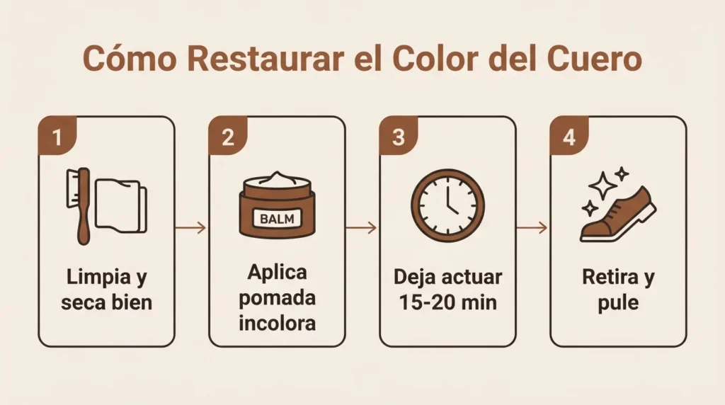 Infografía - Cómo restaurar el color del cuero desgastado Infografía - Cómo restaurar el color del cuero desgastado