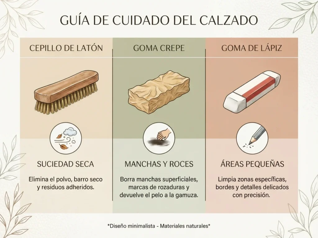 Infografía - Mejores cepillos y gomas para limpiar gamuza Infografía - Mejores cepillos y gomas para limpiar gamuza