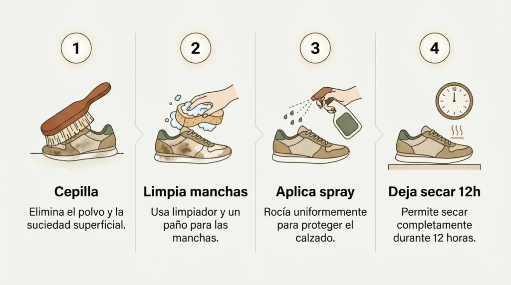 Infografía - Mejor spray protector para zapatos de ante y gamuza Infografía - Mejor spray protector para zapatos de ante y gamuza